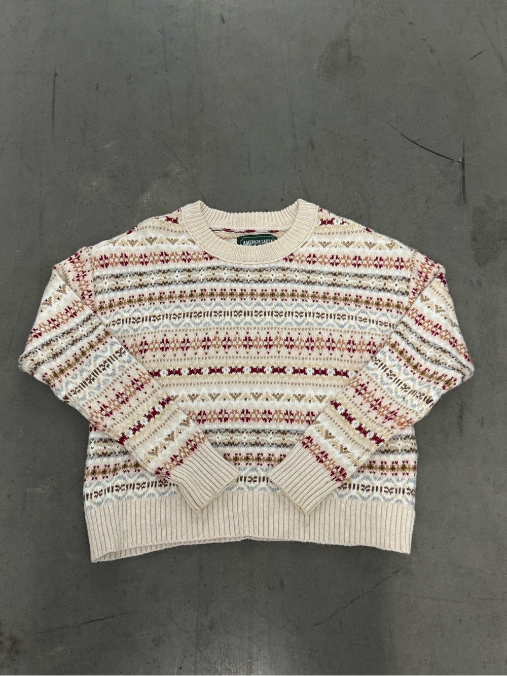 Women’s American Eagle Multicolor Fair Isle Crewneck Sweater Size Small